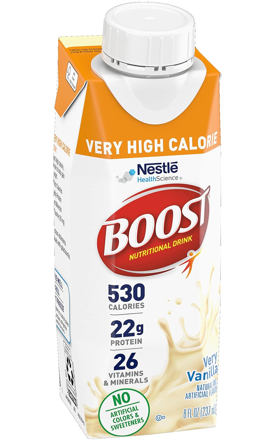 Boost Very High Calorie Nutritional Drink， Very Vanilla ， 8 FL OZ (Pack of 12) - Image 3